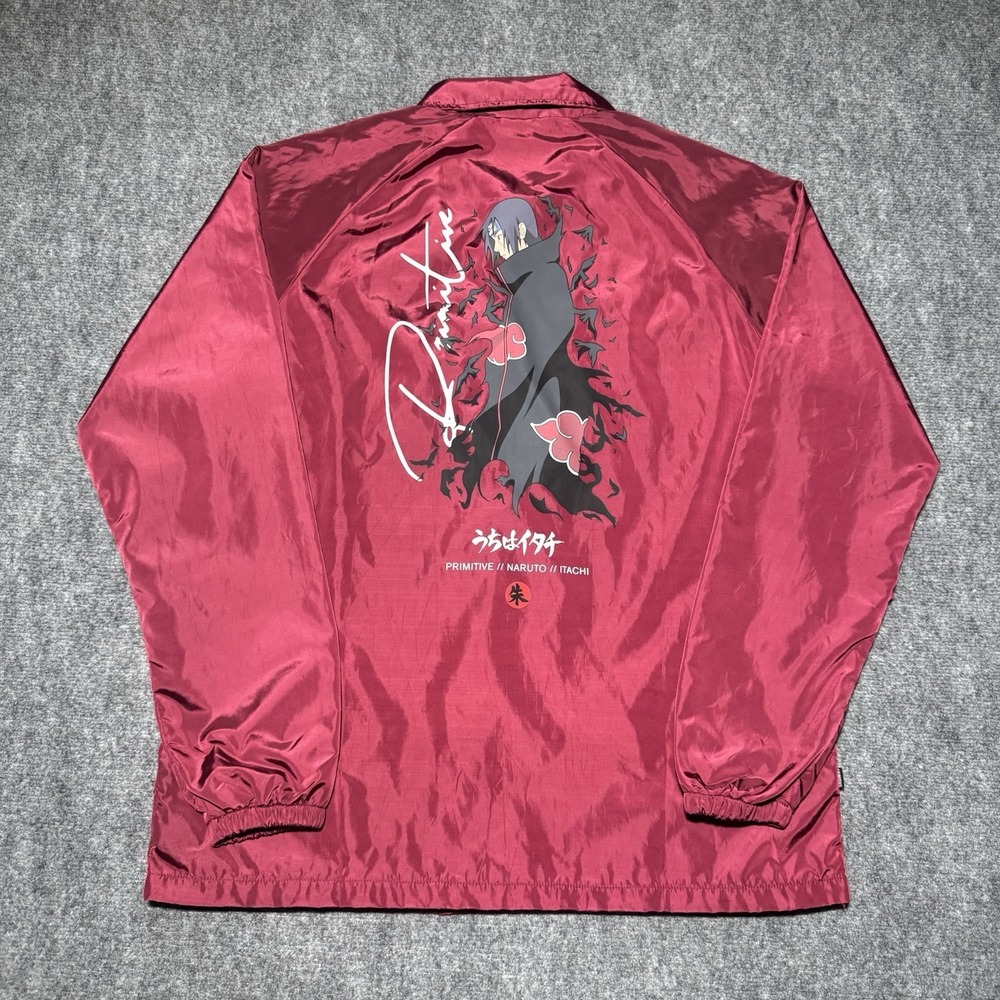Primitive x Naruto Shippuden Itachi Burgundy Bomber Jacket The Crows Men XL